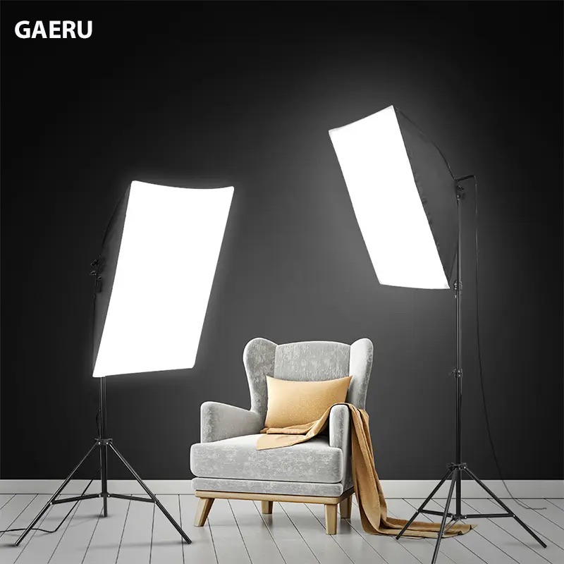Bộ kit studio chụp ảnh livetream chân 2m kèm softbox 50x70cm tùy chọn bóng đèn 50w 85w 105w 150w hỗ trợ sáng mềm