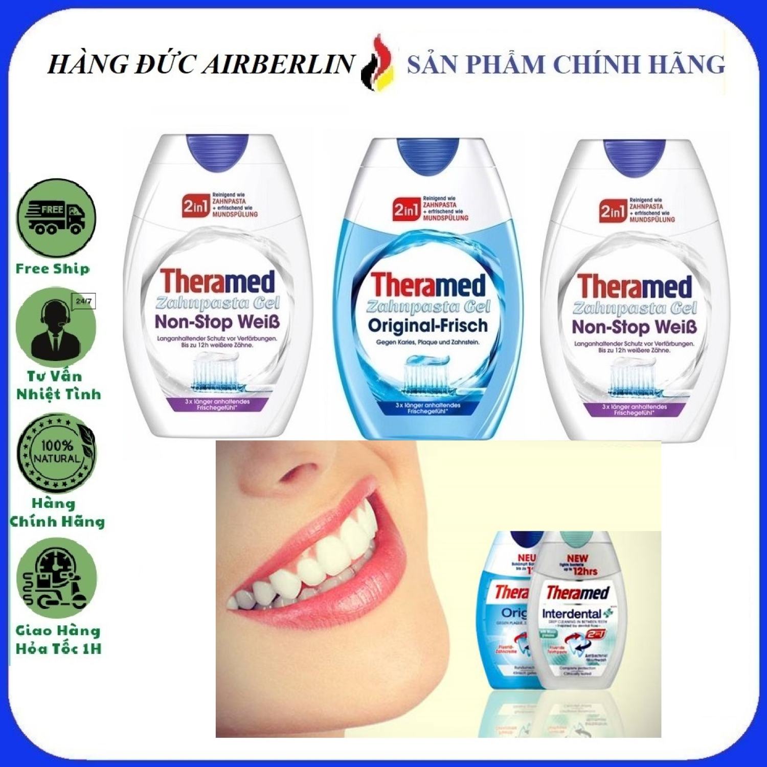 Kem đánh răng Theramed 2in1 Đức Dạng ống dẹp