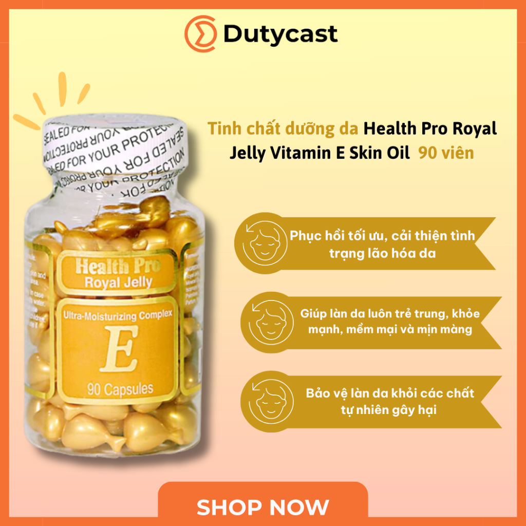 Tinh chất dưỡng da Health Pro Royal Jelly Vitamin E Skin Oil - 90 viên
