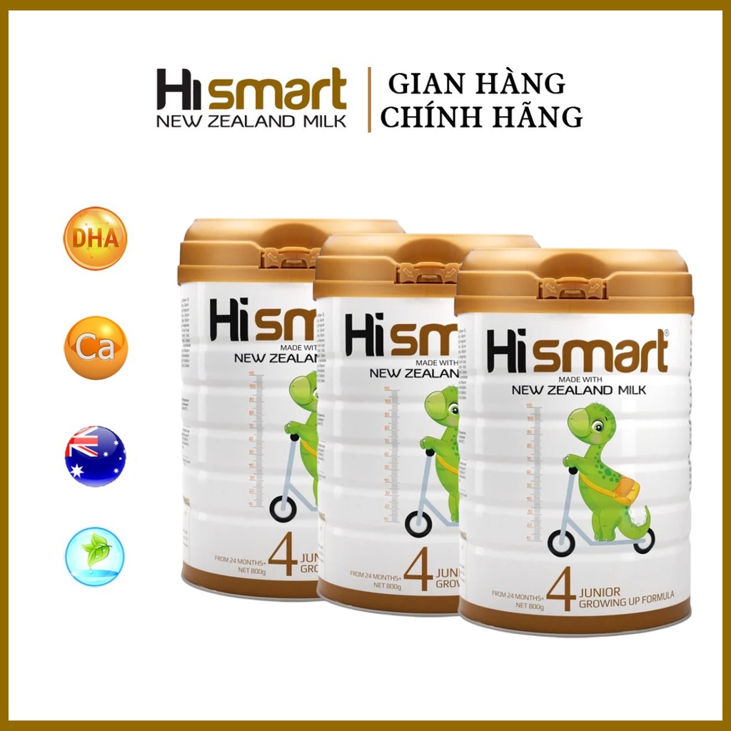 Combo 3 hộp bột hismart số 4_cho bé từ 24 tháng tuổi trở lên - xuất xứ 100% new zeland - 800g