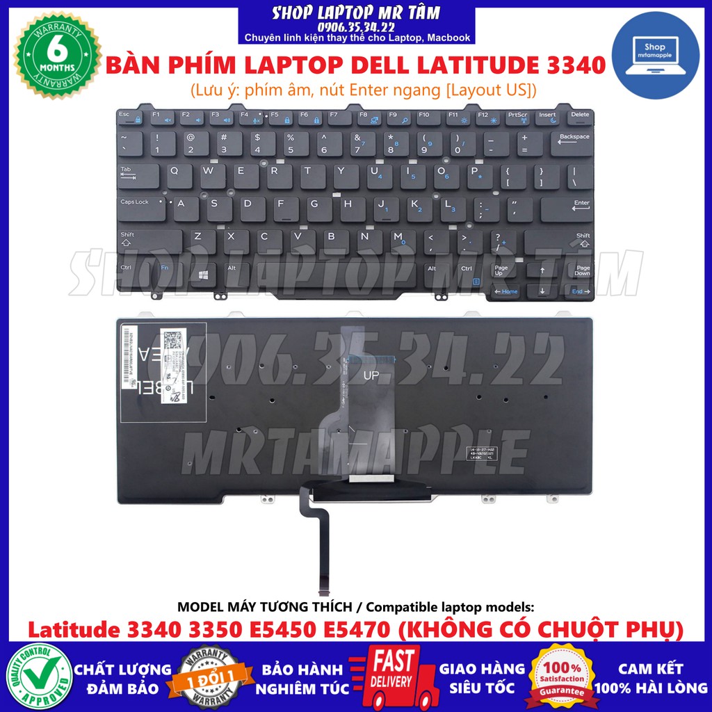Bàn phím laptop dell latitude 3340 dành cho latitude 3340 3350, latitude e5450 e5470 e7450