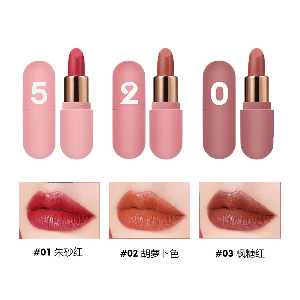 Set Son 3 cây HengFang 520- Chất son sáp bền màu, tone màu chuẩn