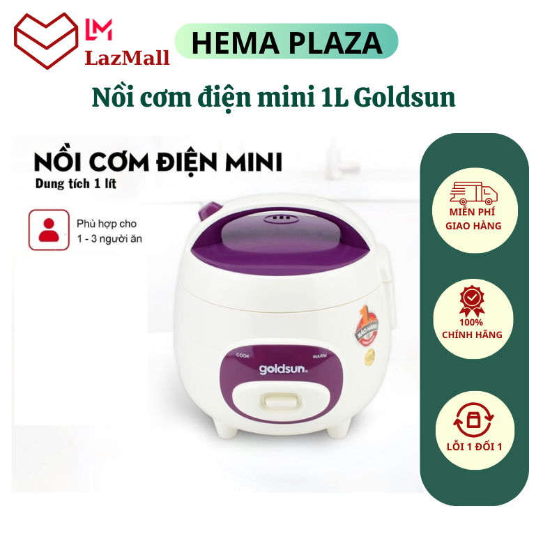 Nồi cơm điện mini dung tích 1 lít, nồi cơm điện nhỏ Goldsun CB3101, nồi cơm điện tiện ích cho gia đình, bảo hành chính hãng 12 tháng