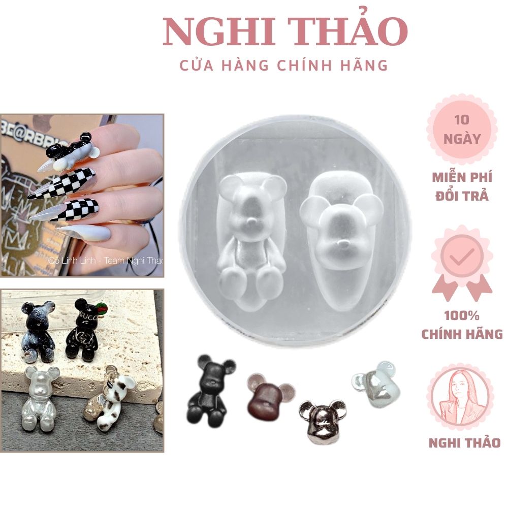 Khuôn silicon nail gấu bearbrick