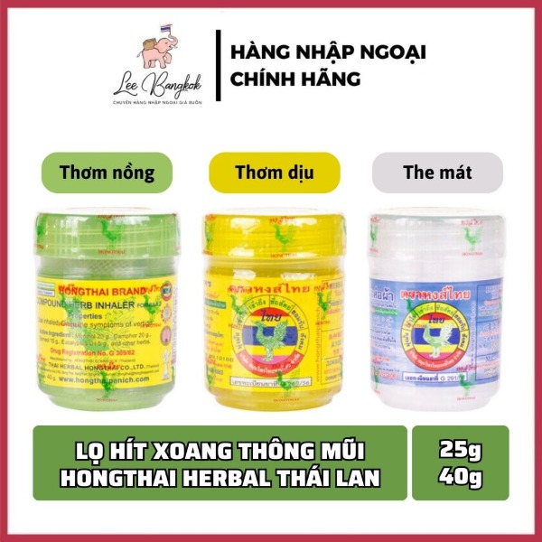 [CHUẨN THÁI] Ống, Lọ Dầu Hít Xoang Thông Mũi Xanh Herbal Inhalant HONGTHAI / HONG THAI Brand Traditi