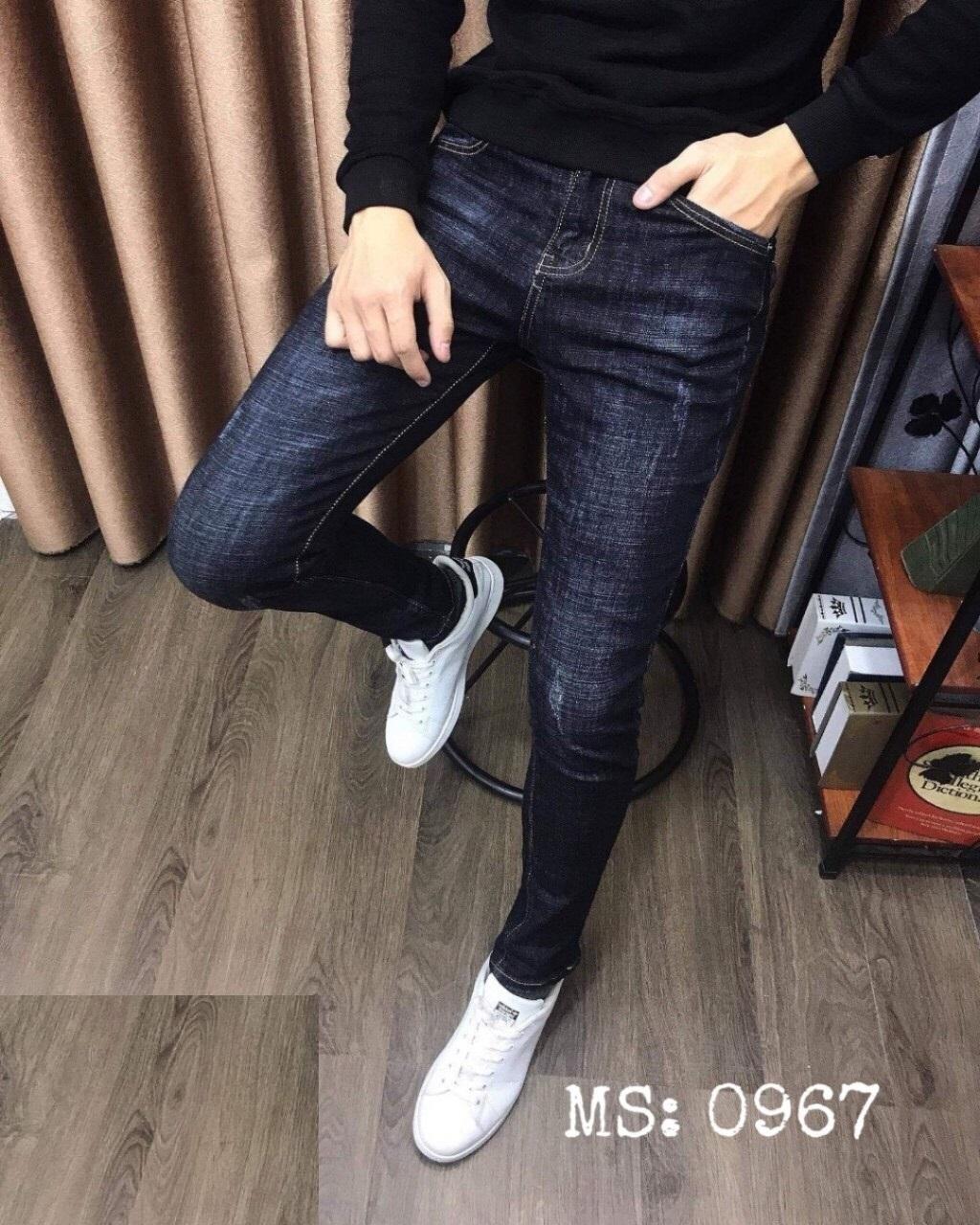 Quần Jean Nam XANH WASH XƯỚC BASIC (Có Size Đại) - Quần Jeans Nam Thời Trang Phong Cách Đơn Giản - MS967