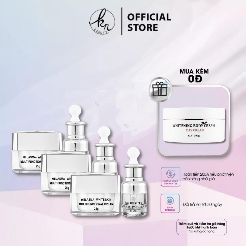 Bộ 3 combo face trắng da ngừa nám kn beauty chuyên sâu : kem dưỡng 25g + serum 30ml - kn beauty shop