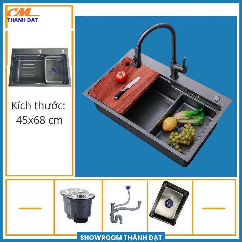 Chậu rửa chén 1 hố inox kích thước 68x45. Sơn tĩnh điện công nghệ nano