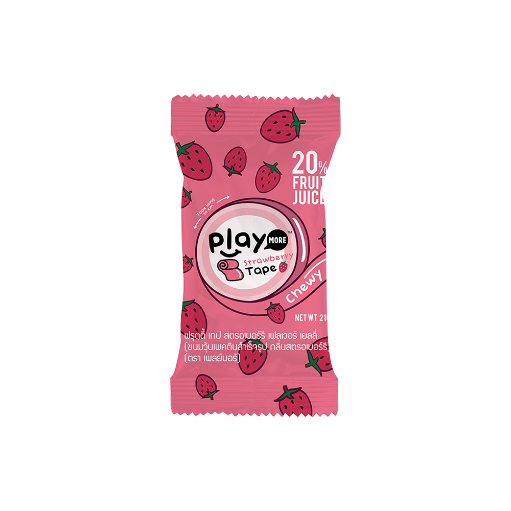 Kẹo dẻo cuộn trái cây Playmore Thái lan Playmore vị dâu 21g