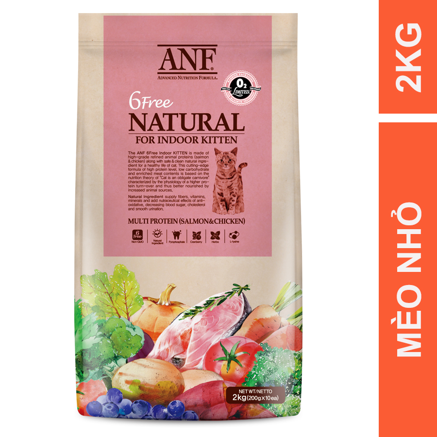 [ HỎA TỐC ] [2KG] Thức ăn hạt HỮU CƠ ANF 6Free Indoor Kitten cho mèo nhỏ