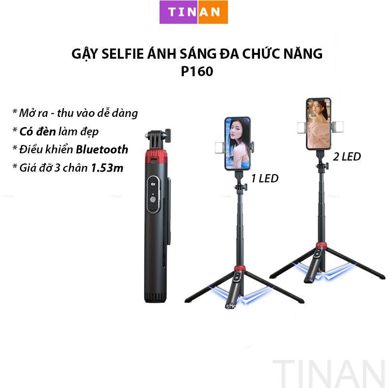Gậy tự sướng bluetooth có đèn led trợ sáng p160/p135, tripod chụp ảnh selfie, quay video