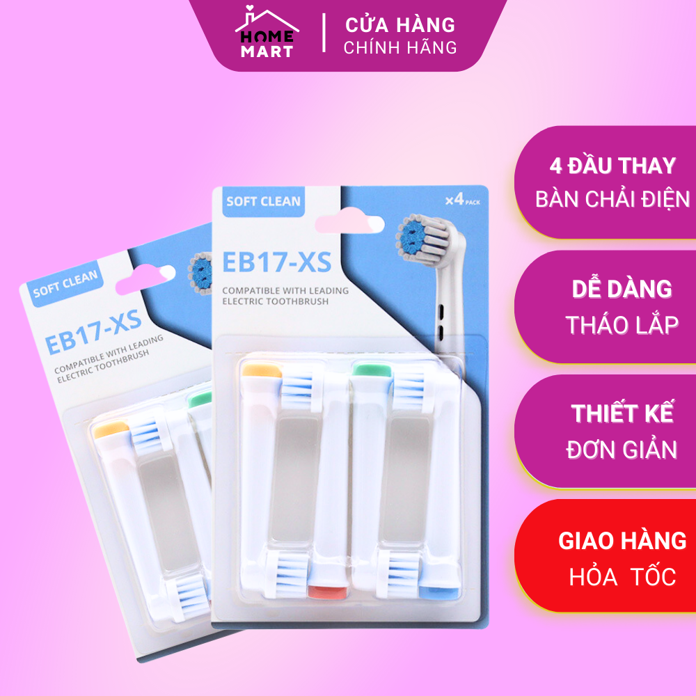 Set 4 đầu bàn chải điện Oral B Braun giá tốt, chất liệu lông mềm chăm sóc răng miệng