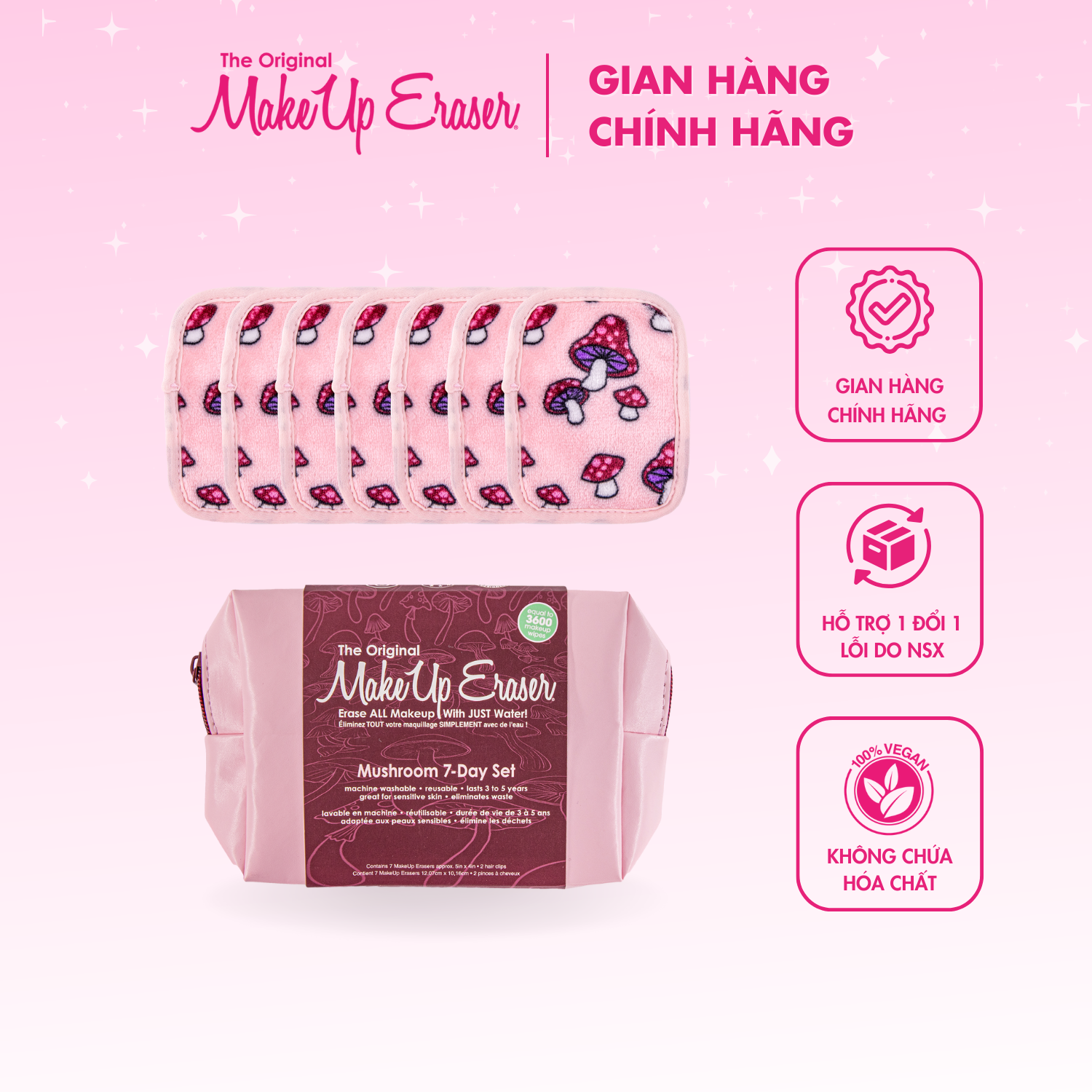 Bộ 7 khăn mini Makeup Eraser Mushroom