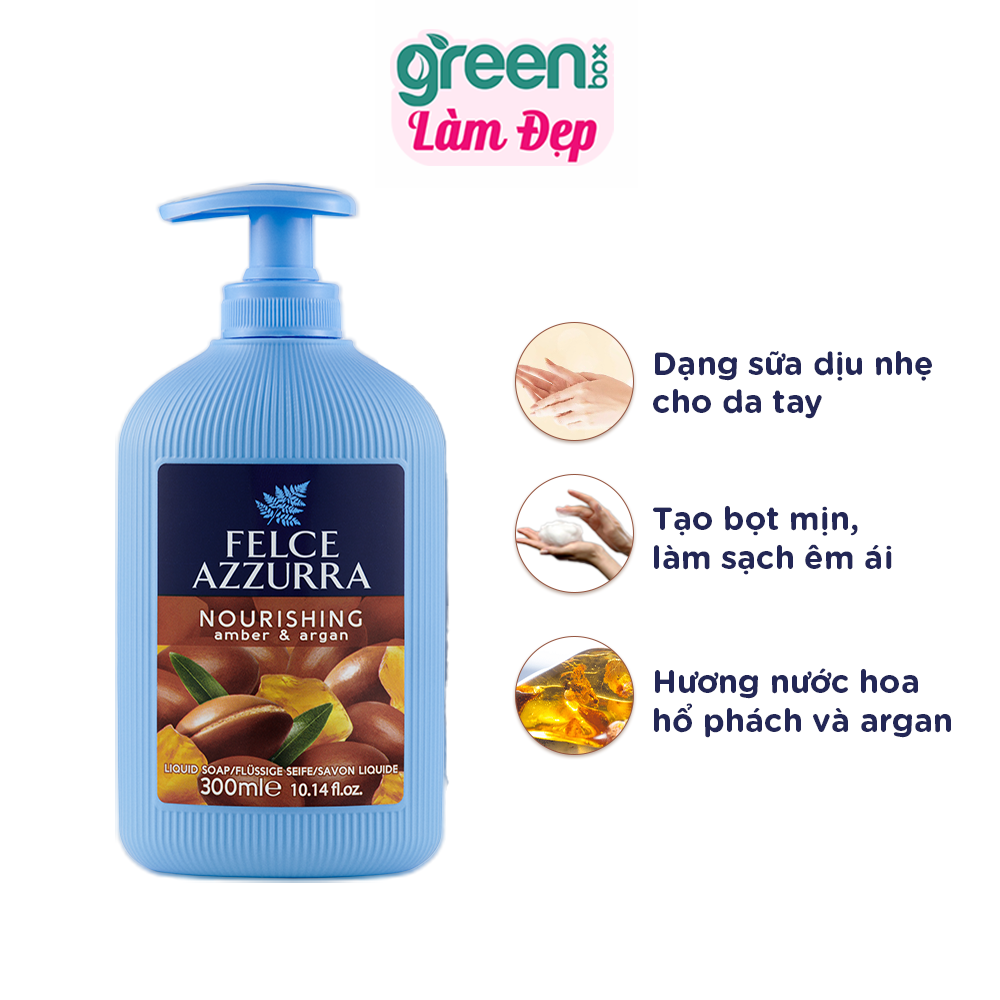 Sữa rửa tay dưỡng ẩm hương nước hoa Felce Azzurra xuất xứ Ý 300ml chiết xuất dầu argan