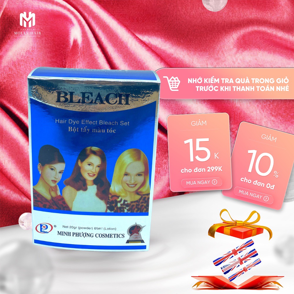 Tẩy tóc Mollyhair thương hiệu Bleach siêu dưỡng, nâng nền từ đen đến level 4 trong 1 lần dùng