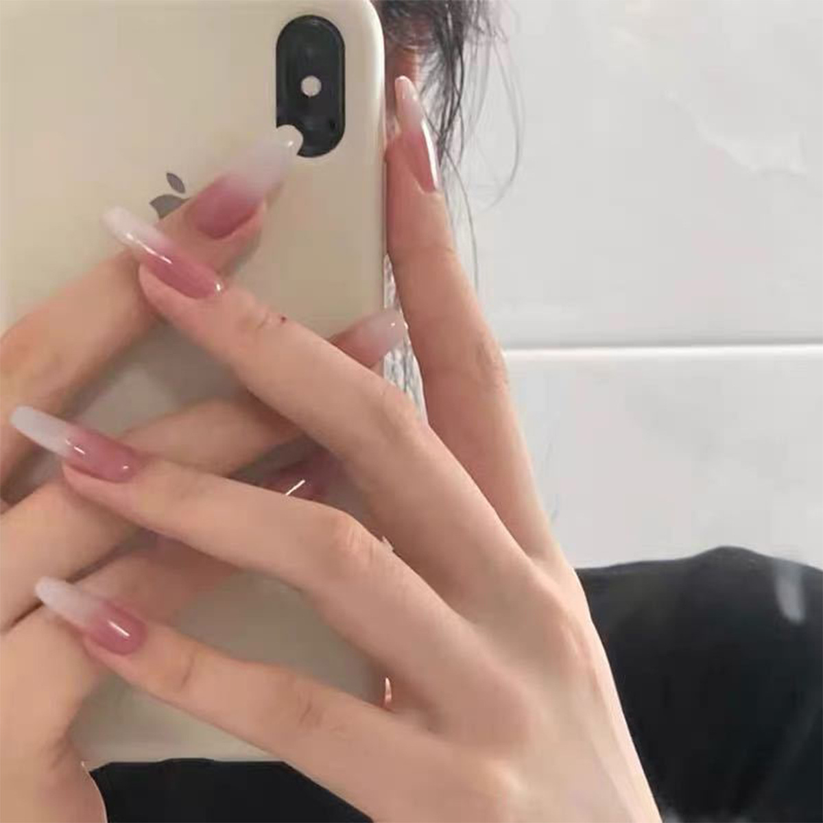 Bộ 24 móng tay giả ombre hồng dài