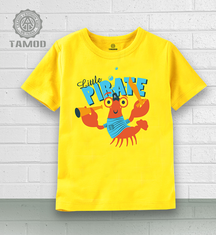 Áo thun TAMOD in hình Tôm Pirates màu vàng dễ thương