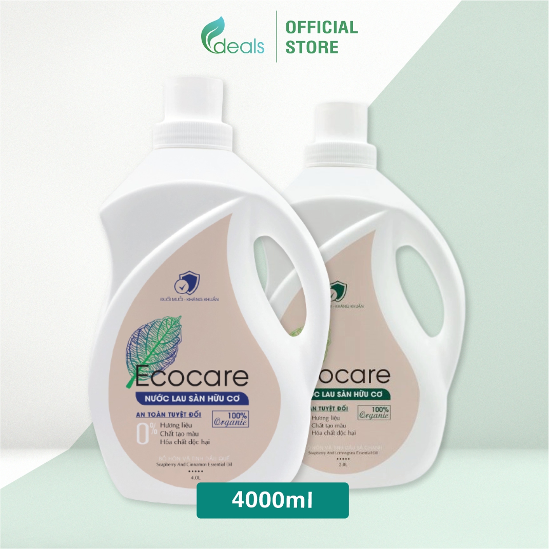 Nước Lau Sàn Bồ Hòn Hữu Cơ Ecocare 4 lít - Diệt khuẩn, Đuổi muỗi, Chống trơn trượt
