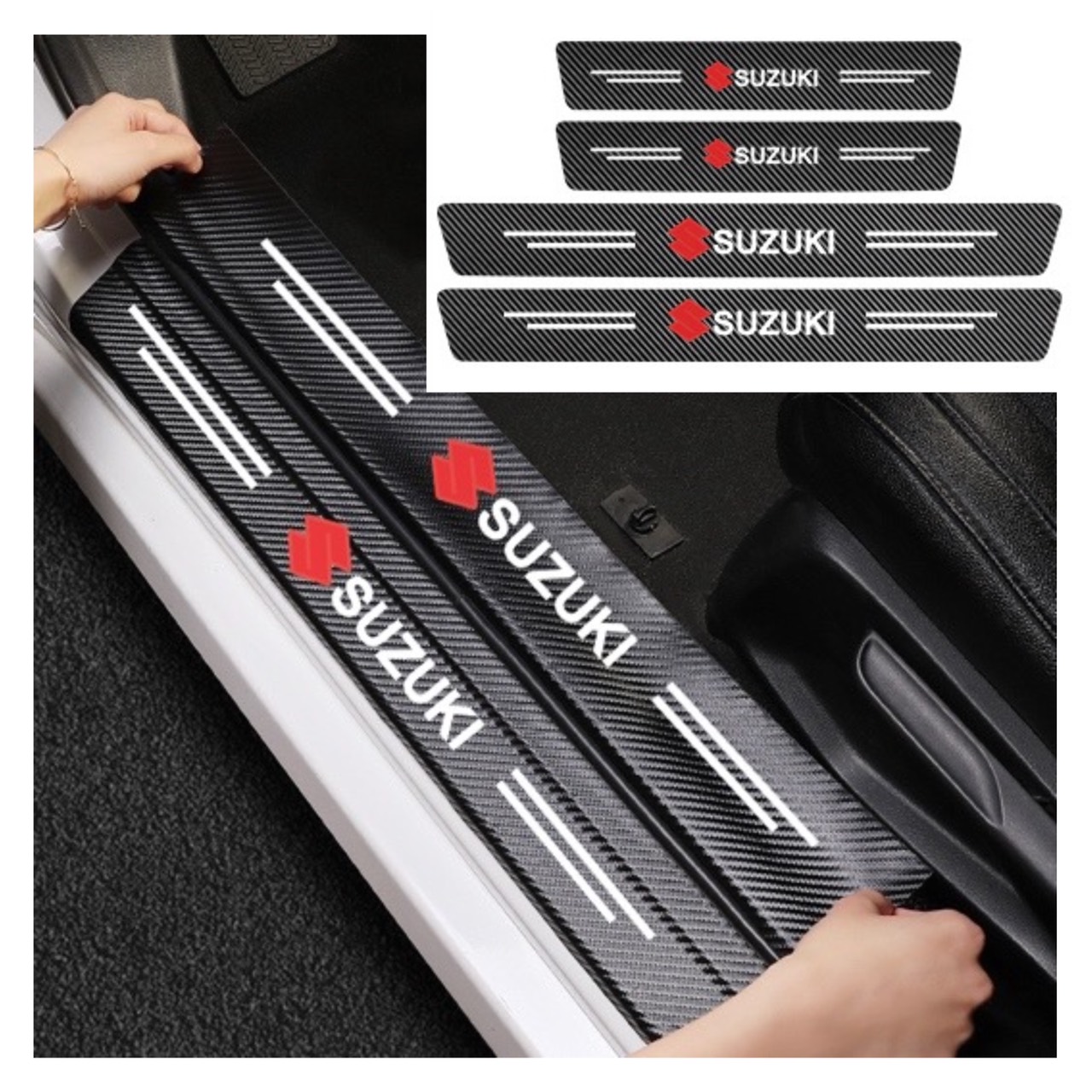 Miếng Dán cacbon Có Logo Dán Bảo Vệ Bậc Chân Xe Ô Tô , Miếng Dán Chống Trầy Xước Bậc Chân Xe Ôto Có Logo Theo Xe. Phù hợp xe 4,5 chỗ đến 7 chỗ và bán tải _ Phụ kiện 4 bánh