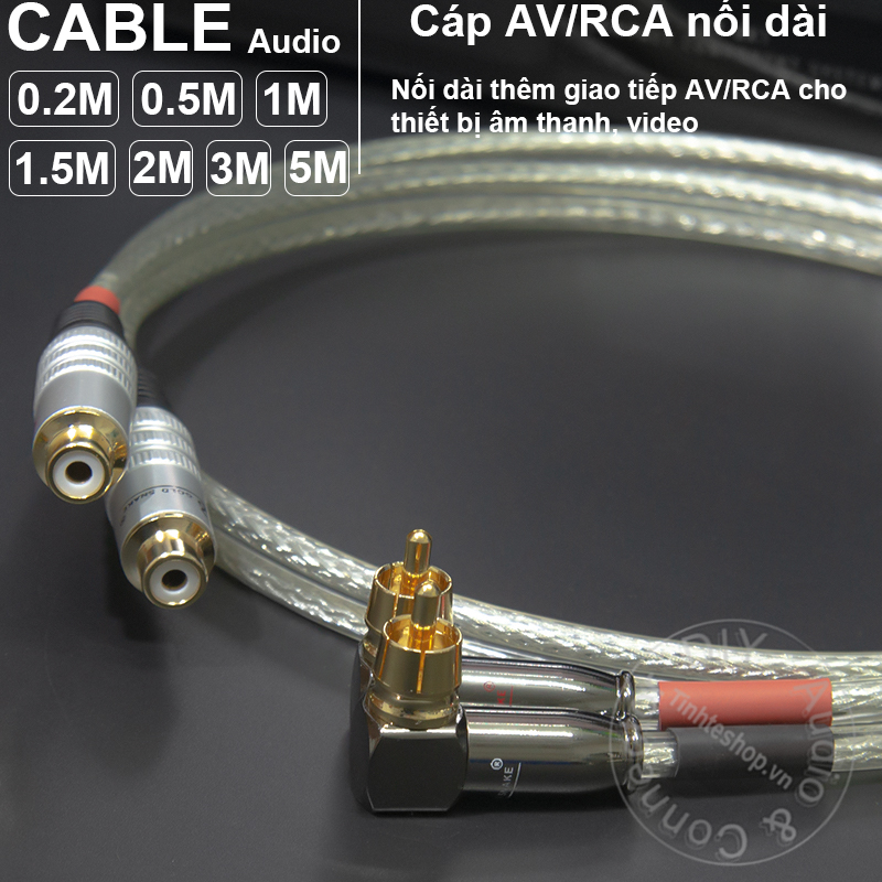 Cáp AV nối dài đực sang cái 1 cặp DIY 0.2 mét đến 5 mét - Dây RCA đực cái