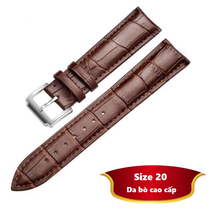 Dây đồng hồ da bò chống nước cao cấp Size 18/20/22 - Dây da đồng hồ da bò - Dây đồng hồ đeo tay da bò cao cấp - Dây Đồng Hồ Thời Trang Da Bò
