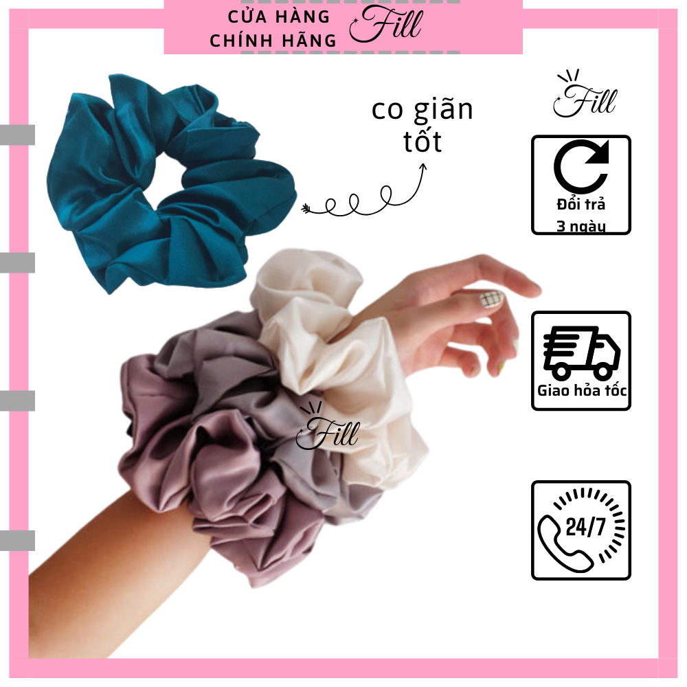 Thun buộc tóc lụa satin dây cột tóc scrunchies
