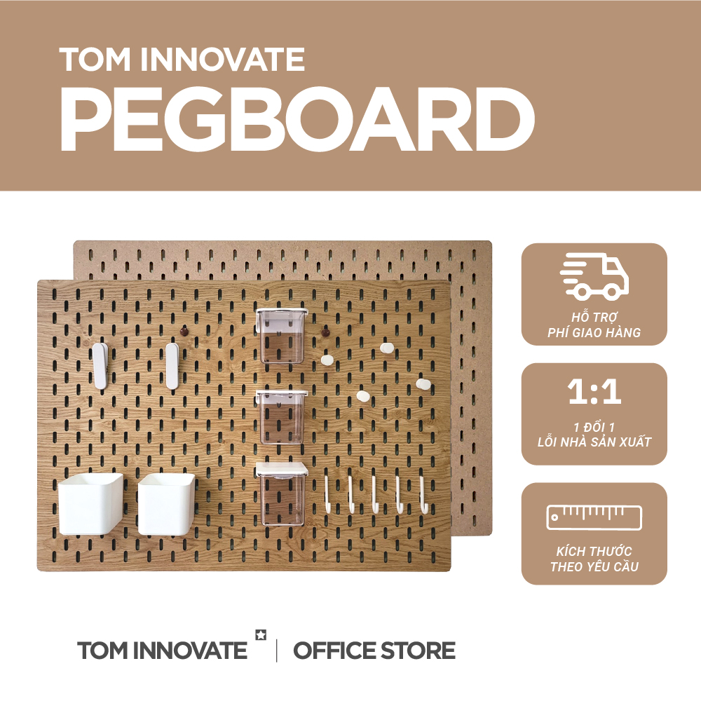 (Tặng kệ và móc treo) BẢNG CÀI TREO TƯỜNG PEGBOARD STYLE IKEA
