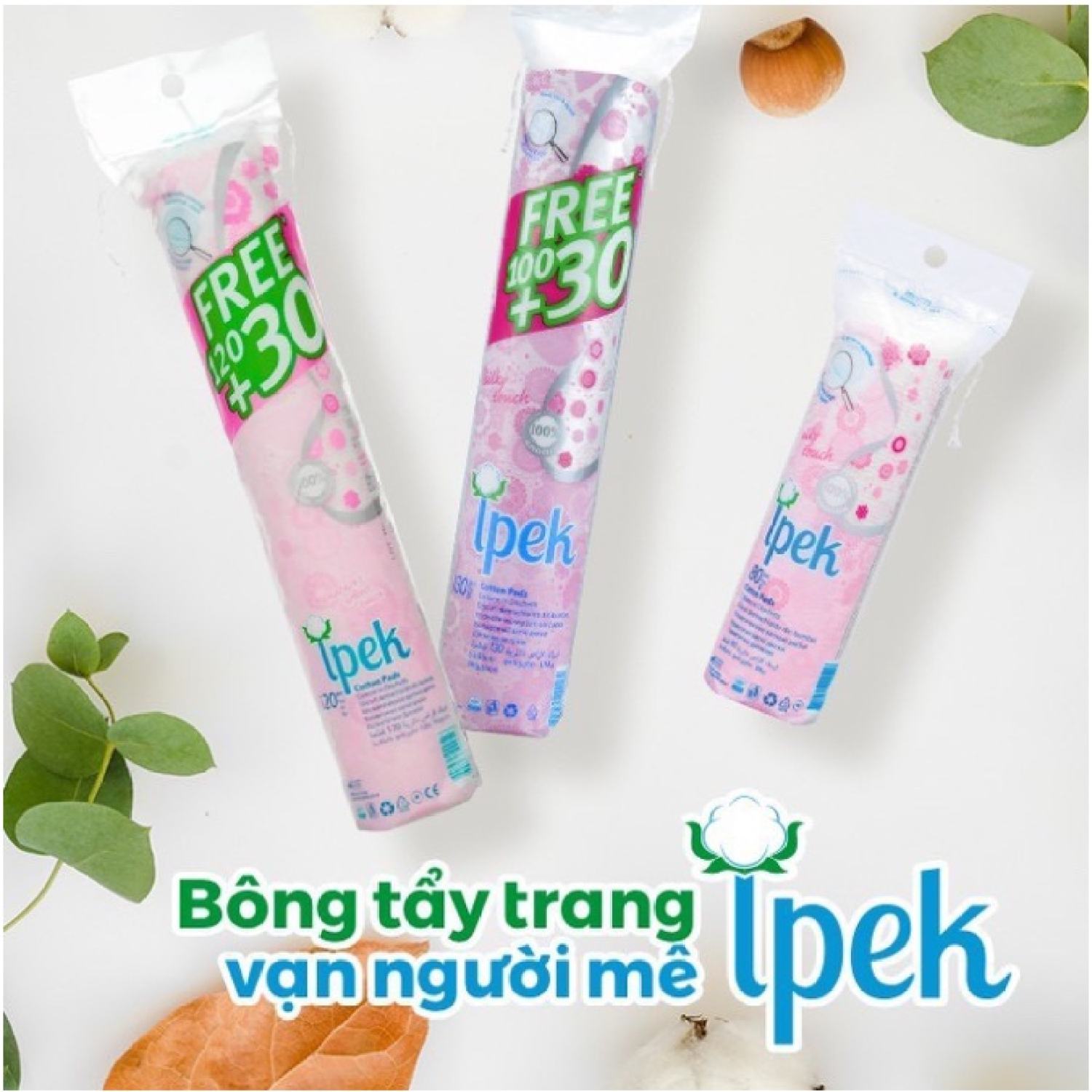 Combo bông tẩy trang deep ipek 150 miếng / 130m/ 80m