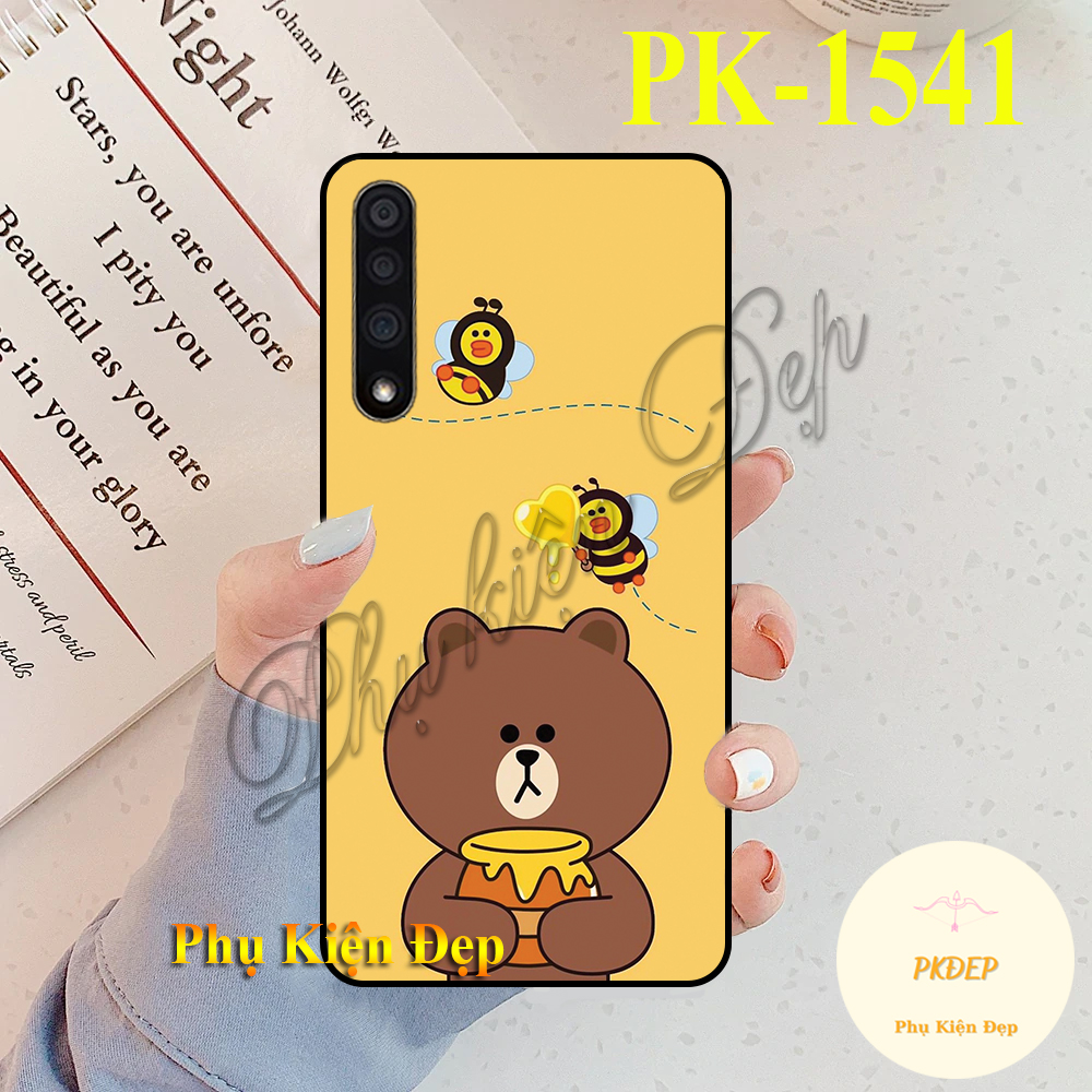 Ốp lưng Vsmart Live dẻo đen in hình Gấu nâu