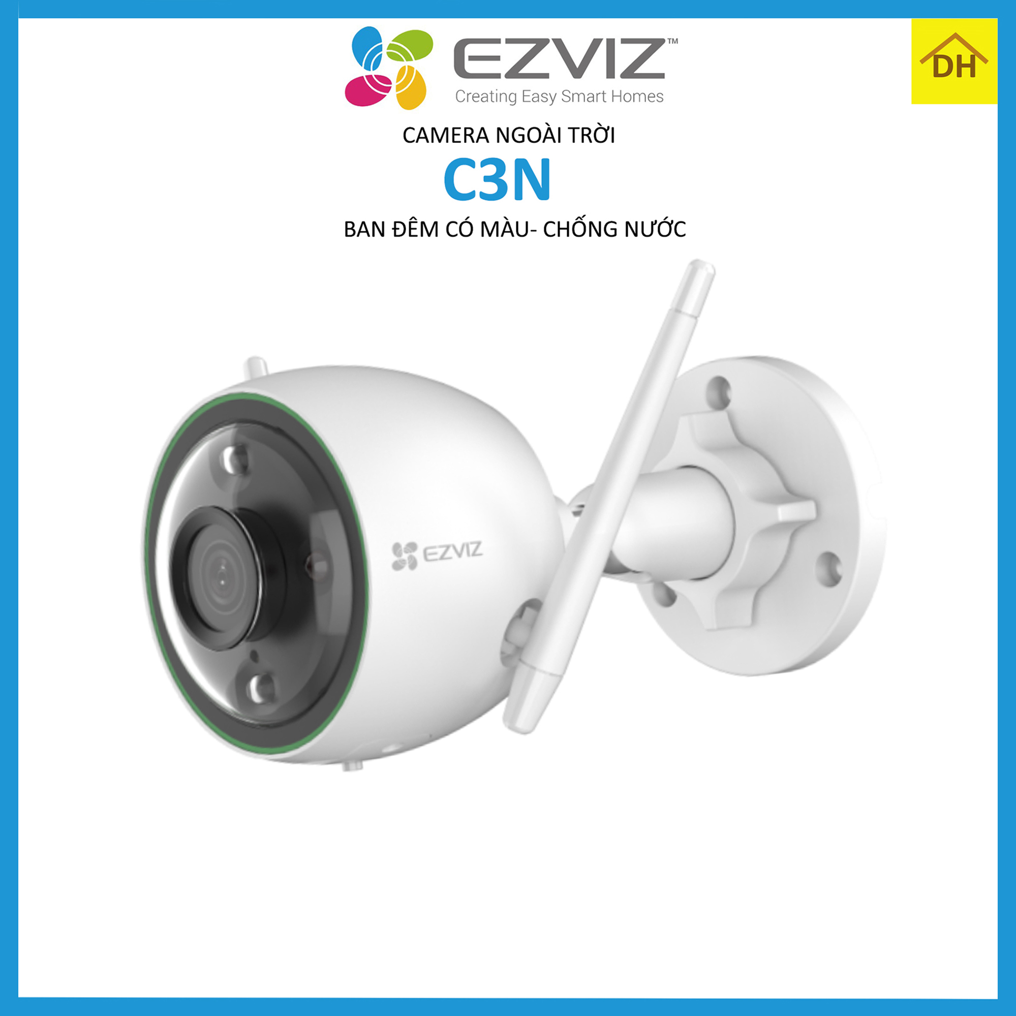 Camera EZVIZ C3N LOLOR 2M 1080p Góc Rộng 2.8mm-Ban Đêm Có Màu- Chống Nước