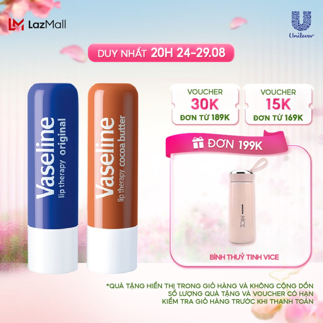 Bộ 2 son dưỡng môi Vaseline  dạng thỏi Lip Therapy Stick: Bơ Cao Cao & Mềm mịn ( 4.8g x2)