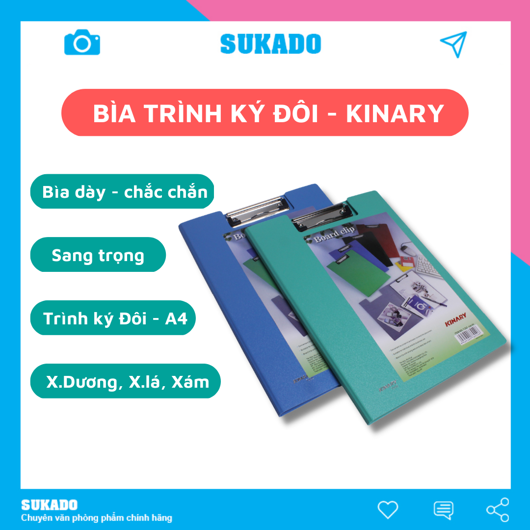 Bìa trình ký nhựa kinary kẹp hồ sơ a4 - t332 sukado