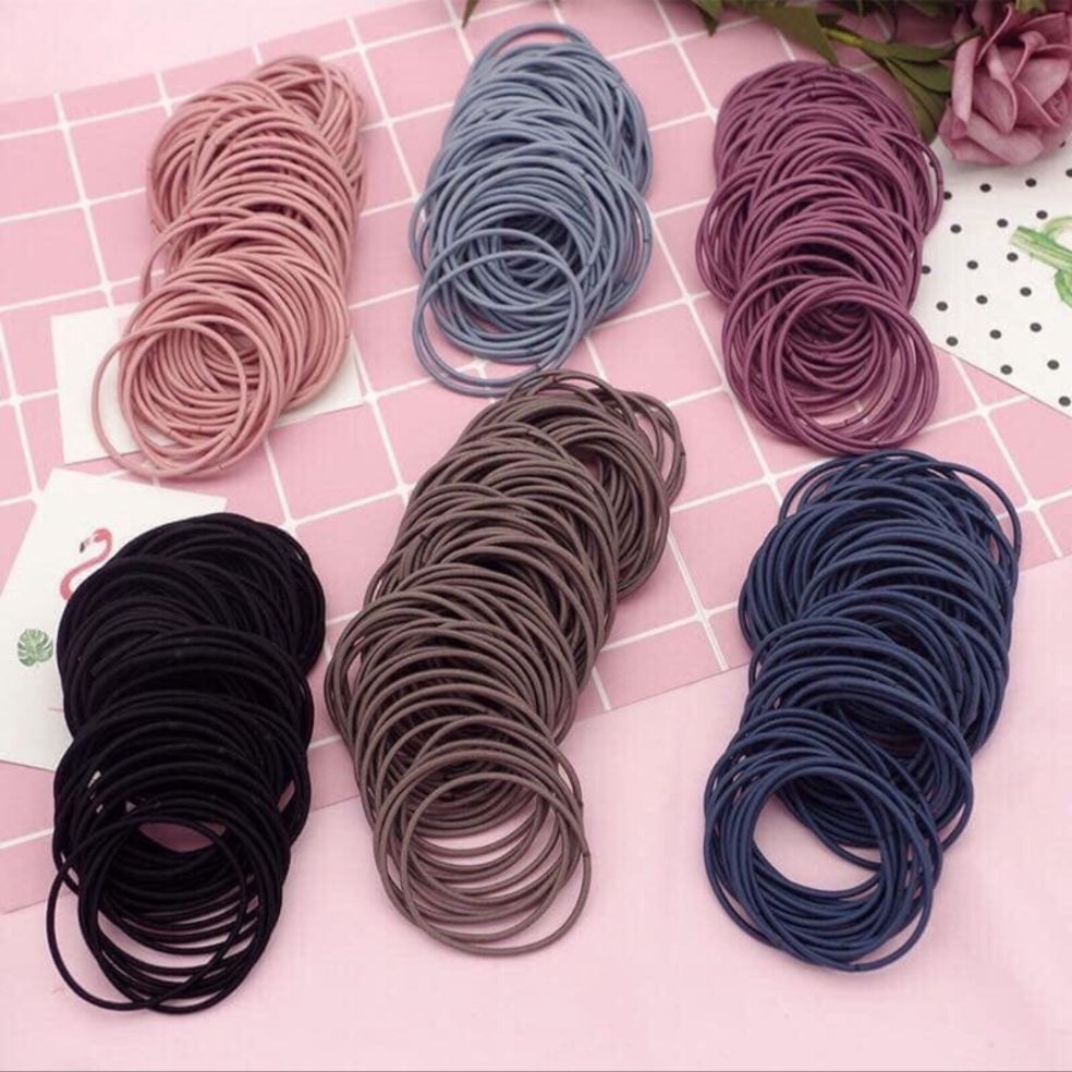 100 sợi chun buộc tóc nhiều màu cực xinh