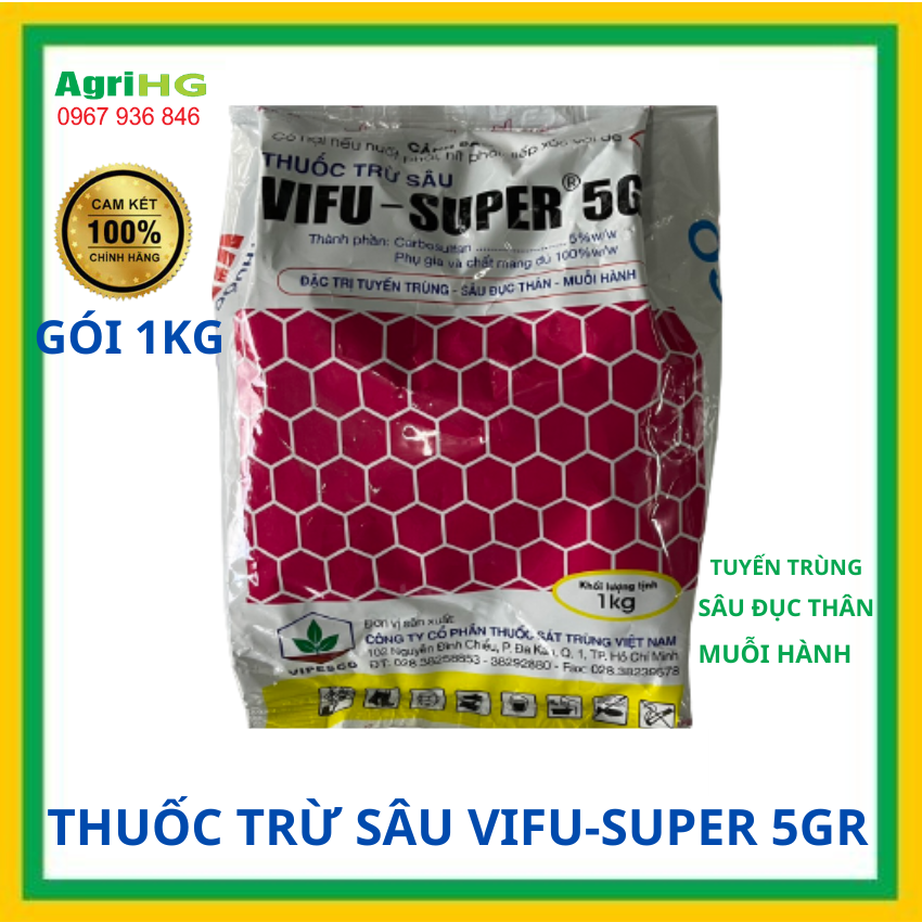 Thuố trừ sâu Vifu Super 5GR Gói 1kg Diệt tuyến trùng Sâu đục thân Muỗi hành ( Vật Tư Nông Nghiệp AgriHG