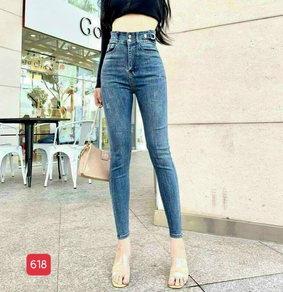 [HCM]Quần jean nữ ôm body - quần jean nữ lưng cao co giãn - quần jean nữ cạp cao kiểu mới 2021 siêu hot thời trang cao cấp binstore94 bs618