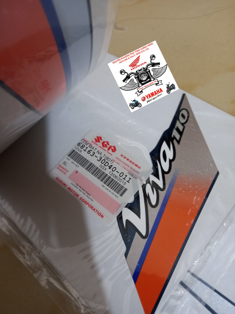 [HCM]SUZUKI-FULL TRON BÔ TEM DÀNH CHO XE VIVA  MÀU XANH NHỚT PHỐI CAM ZIN CHÍNH HÃNG