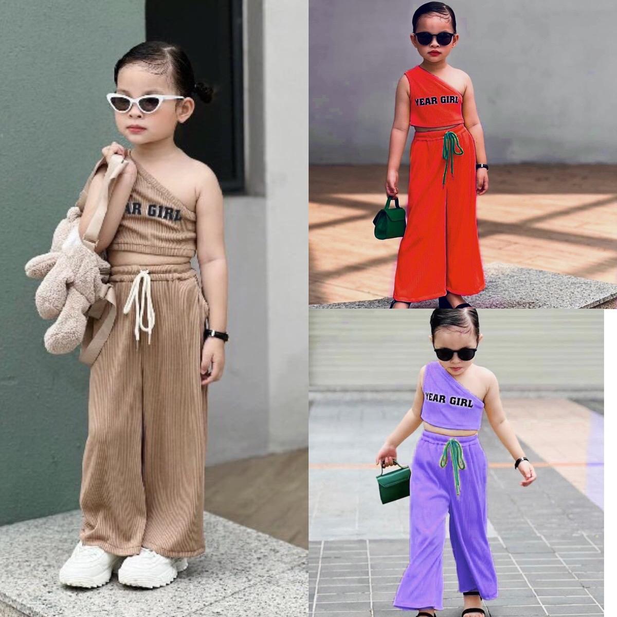 Tomnaukids_(Size 9-26Kg) Set áo chéo vai phối quần ống rộng