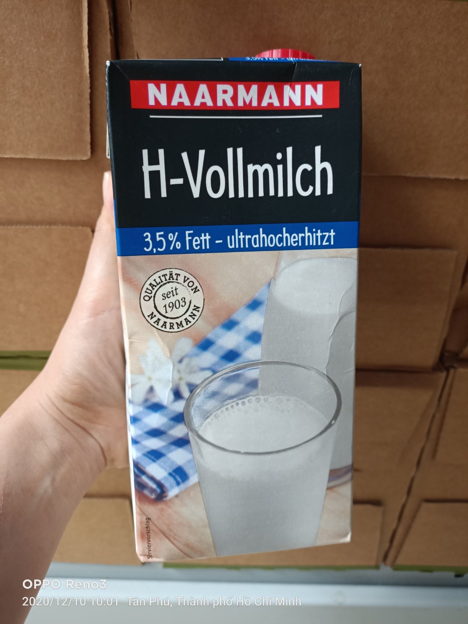 [HCM]Sữa tươi nguyên kem NAARMANN nhập từ Đức thùng 12 hộp 1 lít