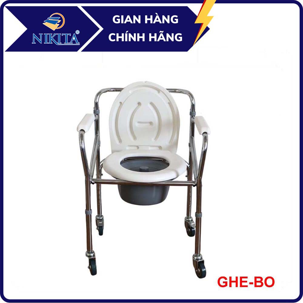 Ghế bô vệ sinh Inox cao cấp, có bánh xe di chuyển tiện lợi, cho người già, người bệnh và trẻ em mẫu 2024