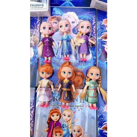 [Mẫu mới kèm giầy]  Set 6 búp bê Frozen từ Disney cho bé gái dễ thương - FULL BOX