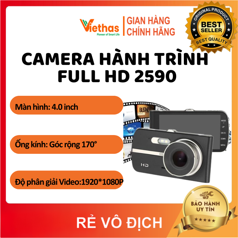 Camera hành trình lens kép trước - sau full hd 1296p 3.0mp elitek 2590 màn hình 4.0