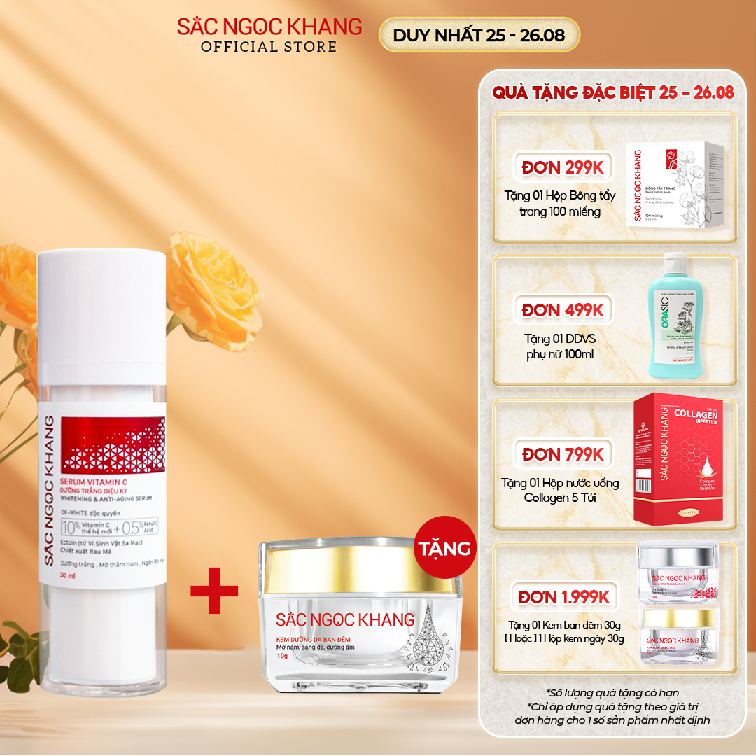 Serum Vitamin C Sắc Ngọc Khang 30ml Tinh Chất Dưỡng Trắng Diệu Kỳ  Thế Hệ Mới Dưỡng Ẩm, Mờ Thâm, Dưỡng Trắng Vượt Trội {Mẫu mới}