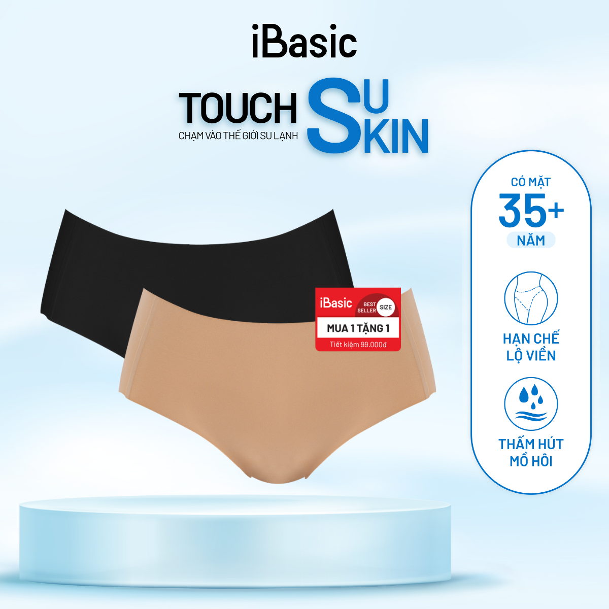  Pack 2 quần lót nữ su không đường may iBasic lưng cao không lộ viền free cut phom hipster V029-PA2 