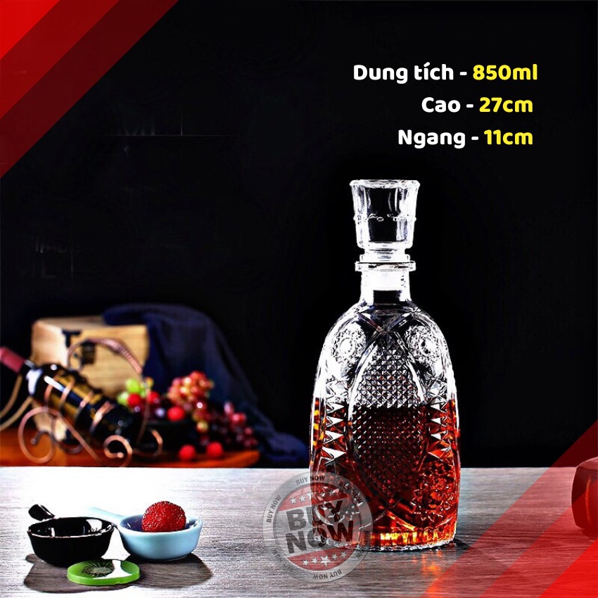 Chai Đựng Rượu Thủy Tinh Hoa Văn Vảy Cá 850ml - Topbanchaynhat