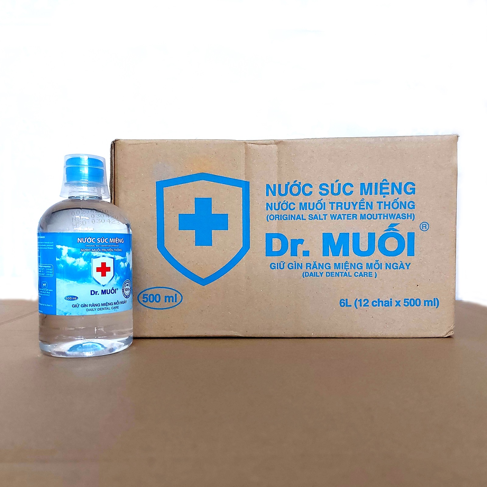 1 thùng 12 chai Nước súc miệng Dr. Muối truyền thống 500ml