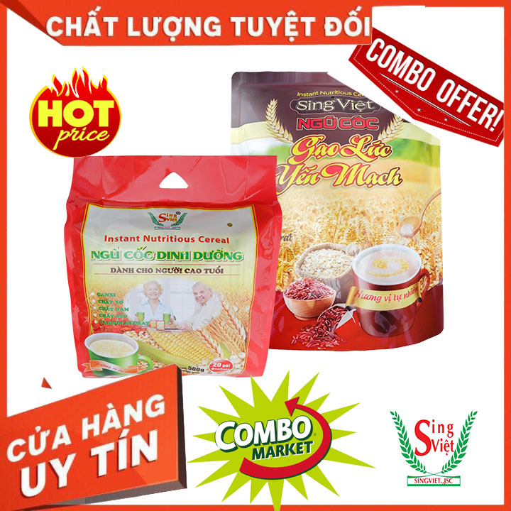 COMBO 2 GÓI: Ngũ cốc yến mạch gạo lức VÀ Ngũ cốc dinh dưỡng dành cho người cao tuổi
