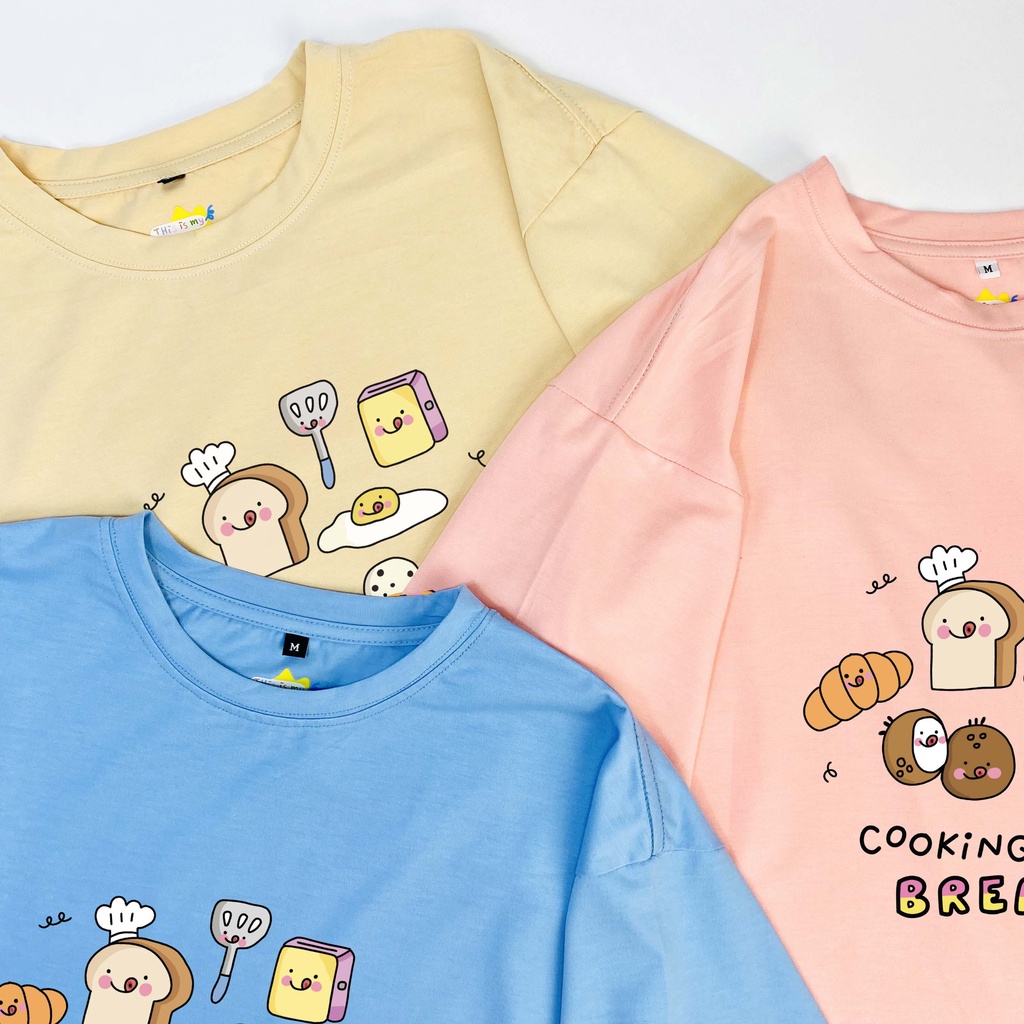 Áo Thun Unisex Cooking Bread 100% Cotton Oversize Tay Lỡ Form Rộng