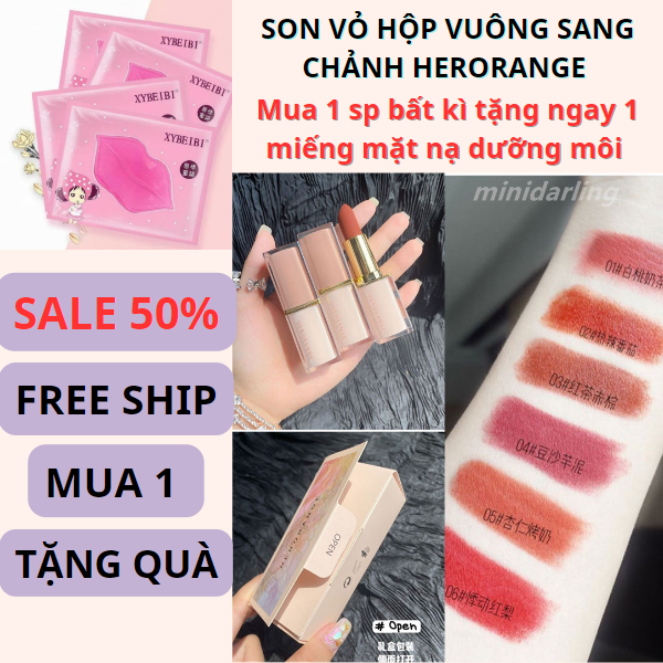 Son Herorange - Son vỏ hộp vuông sang chảnh - Có thể dùng làm quà tặng