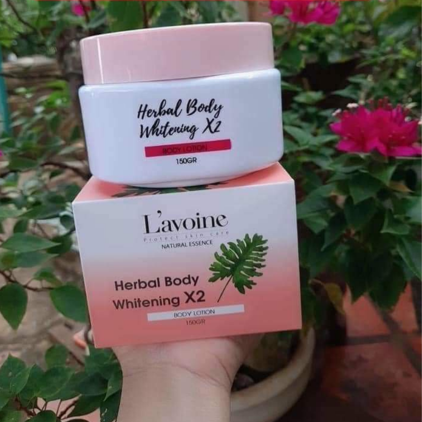Kem dưỡng herbal body whitening x2 lavoine - 150 gr -tặng kèm tắm trắng cà phê