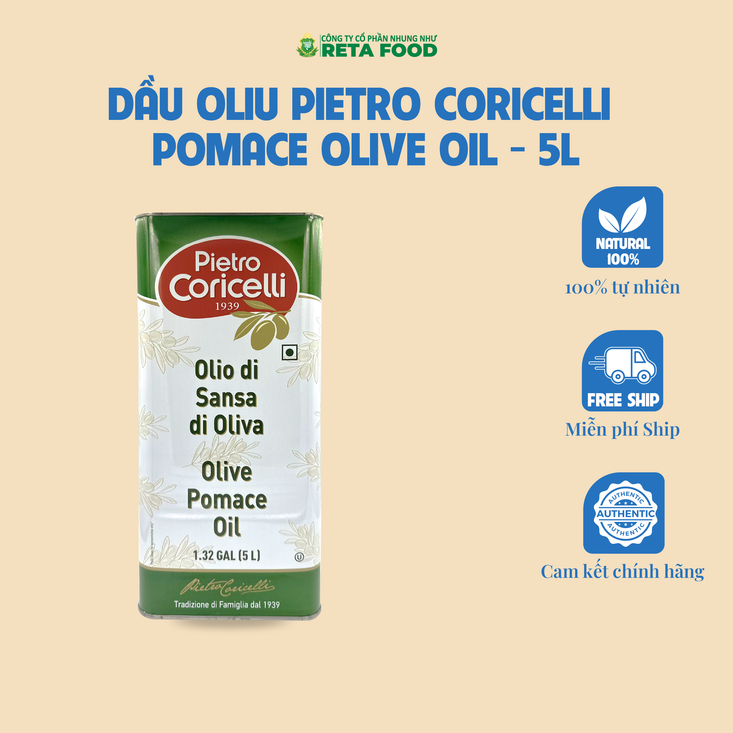 Dầu Oliu Pietro Coricelli Pomace Olive Oil 5L